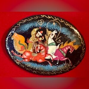 Vintage Russian painted brooch